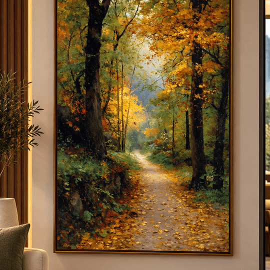 Ressam Ela – Sonbahar Ormanı ve Işıklı Patika El Yapımı Yağlı Boya Tablo TAMAMEN YAGLI BOYA İMZALI TABLO - 2