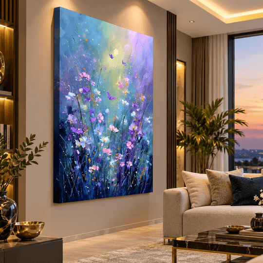 Pastel Çiçekler ve Kelebekler El Yapımı Yağlı Boya Tablo – Ressam Ela TAMAMEN YAGLI BOYA İMZALI TABLO - 2