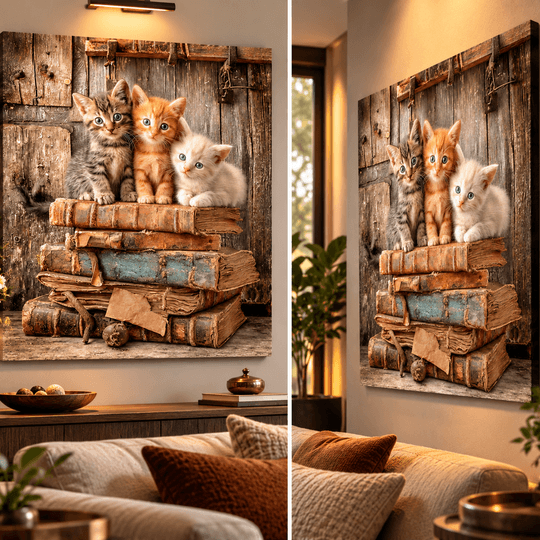 El Yapımı Yağlı Boya Kedi Figürlü Tablo – Ressam Ela İmzalı Özgün Duvar Dekoru TAMAMEN YAGLI BOYA İMZALI TABLO - 2