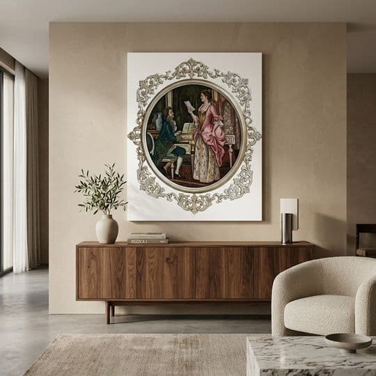 Sarayda Mektup Okuyan Hanımefendi ve Müzisyen Oval Tablo